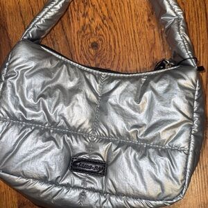 Metallic Puffer Silver Shoulder Bag